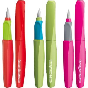 Pelikan - Bút mực Twist Red_Lime_Pink ngòi M 0.7 mm (Tặng 6 ống mực tím)